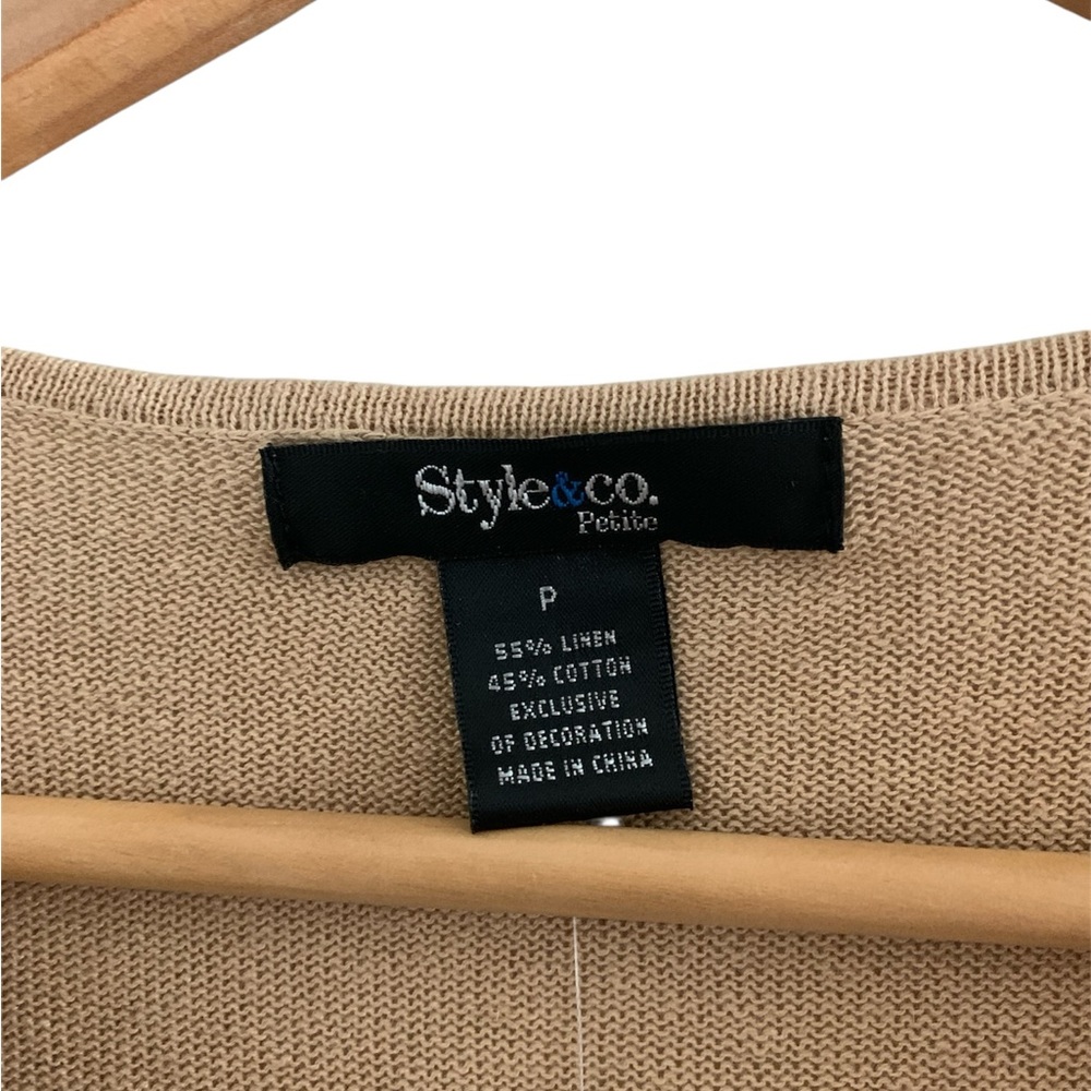 Style & Co Tan Beaded Linen Blend Tunic - NWT - Picture 5 of 6